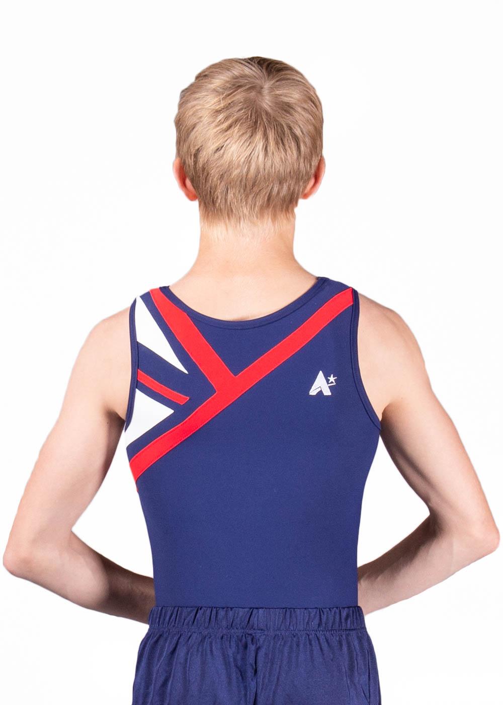 CHARLES - BVZ23:- Mens leotard in Navy, Red and White - A Star Leotards