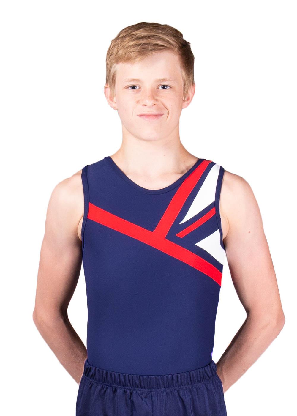 CHARLES - BVZ23:- Mens leotard in Navy, Red and White - A Star Leotards