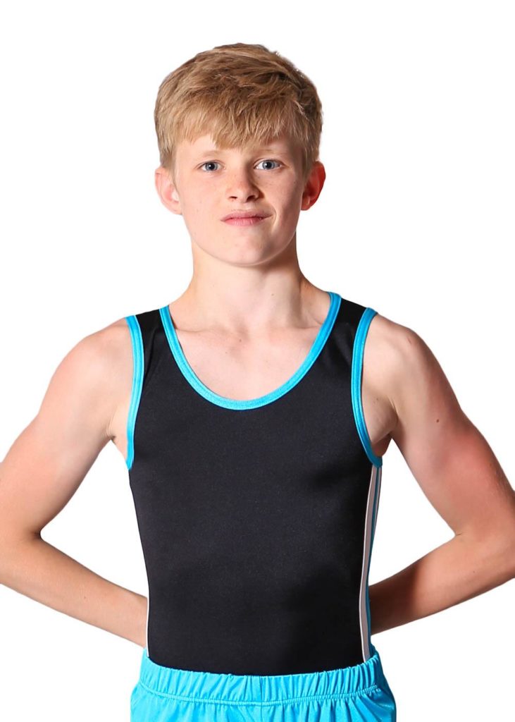 RYAN - BV209:- Mens leotard in Black, White and Turquoise - A Star Leotards
