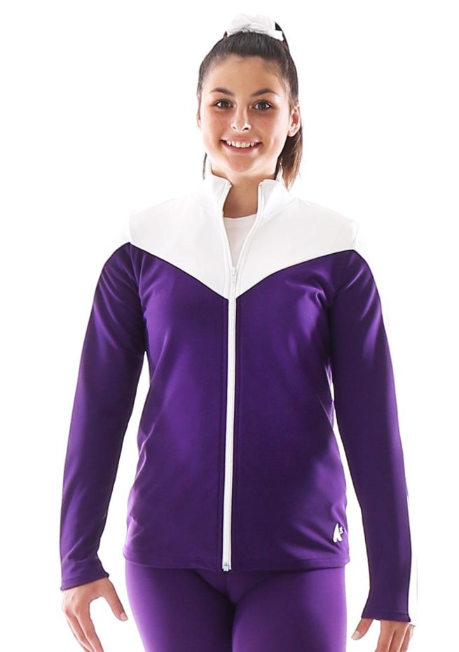 TS55 - Tracksuit Jacket: in Purple and White Female - A Star Leotards